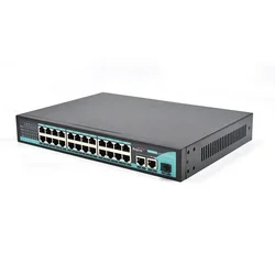 Wanglink-conmutador Ethernet POE de 48V, 100Mbps, 24 puertos, AI con puerto SFP, compatible con Watchdog para cámara IP CCTV