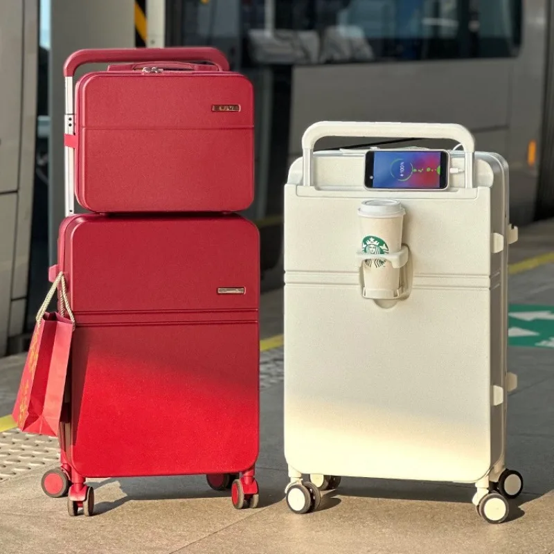 

20/24/26 inch New Design Large Capacity Travel Suitcase Wide Handle Men Women Carry-On Luggage Set Trolley Case With cup holder