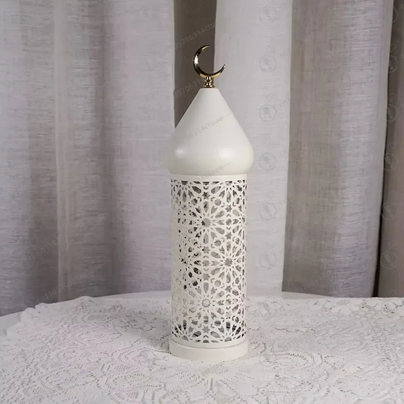 مصباح LED لرمضان مبارك مينار، مجوف معدني، زينة تزيين طاولة الطعام لسطح المكتب لعيد الفطر #4