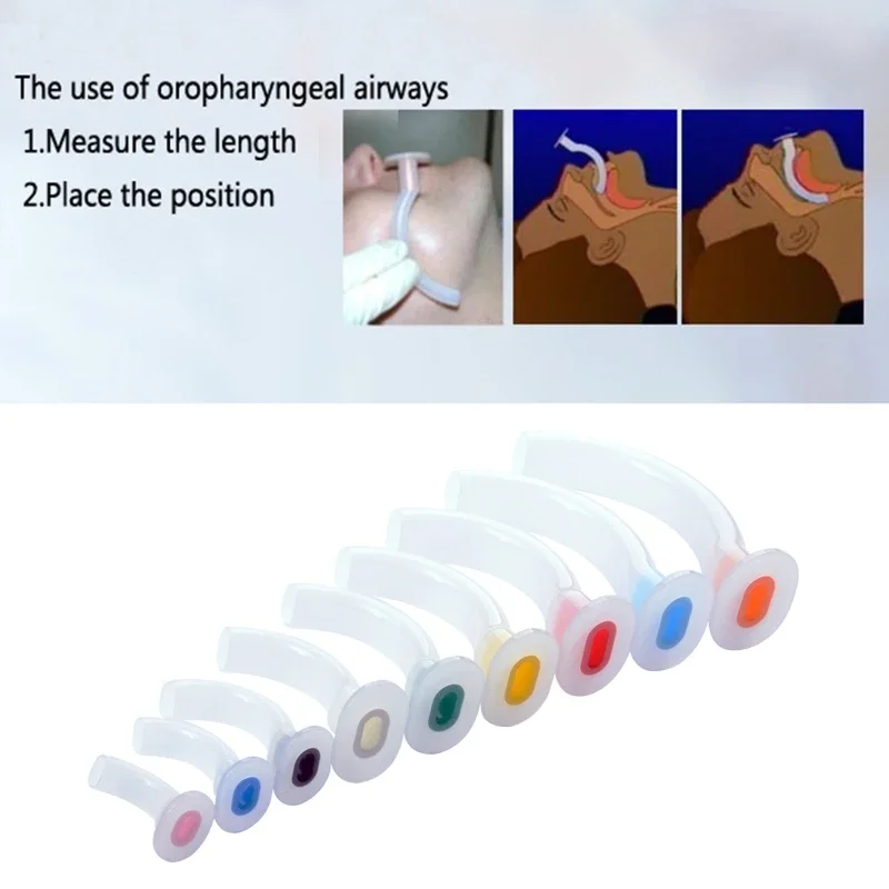 9 Pieces Disposable Patient Air Tube Guide, Mixed, White, Guedel Color Code, First Aid Airway Tube