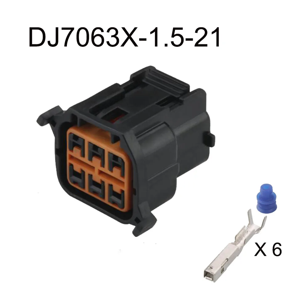 100SET DJ7063X-1.5-21 auto Waterproof connector terminal 6 pin automotive famale Plug  socket terminal seal