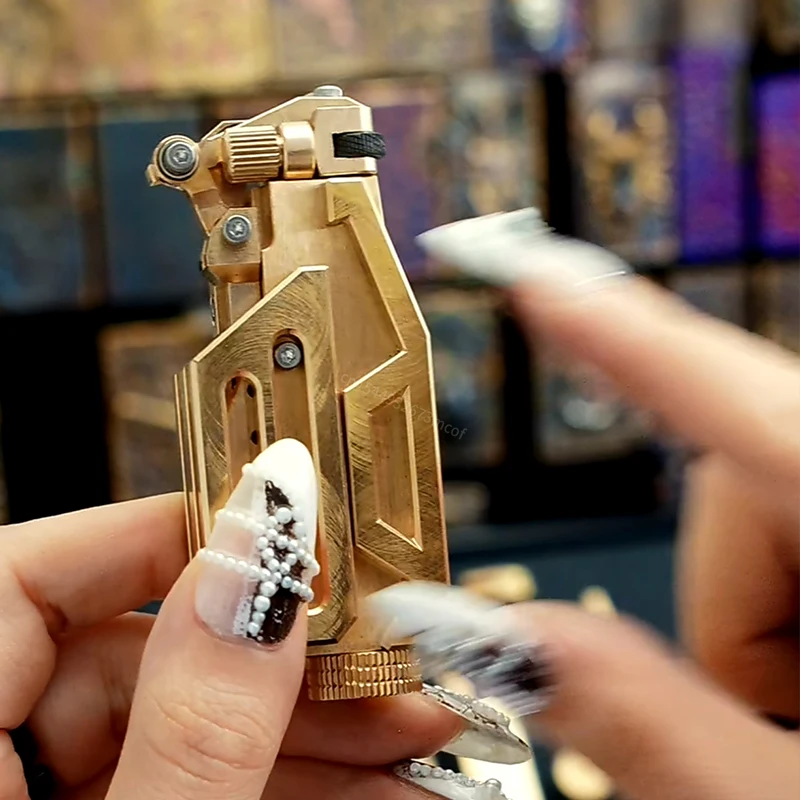 

2025 Original Handmade Machinist CNC One-piece Hollowed Out Brass Lighter Assembly Punk Style Kerosine Lighter Collection Gift