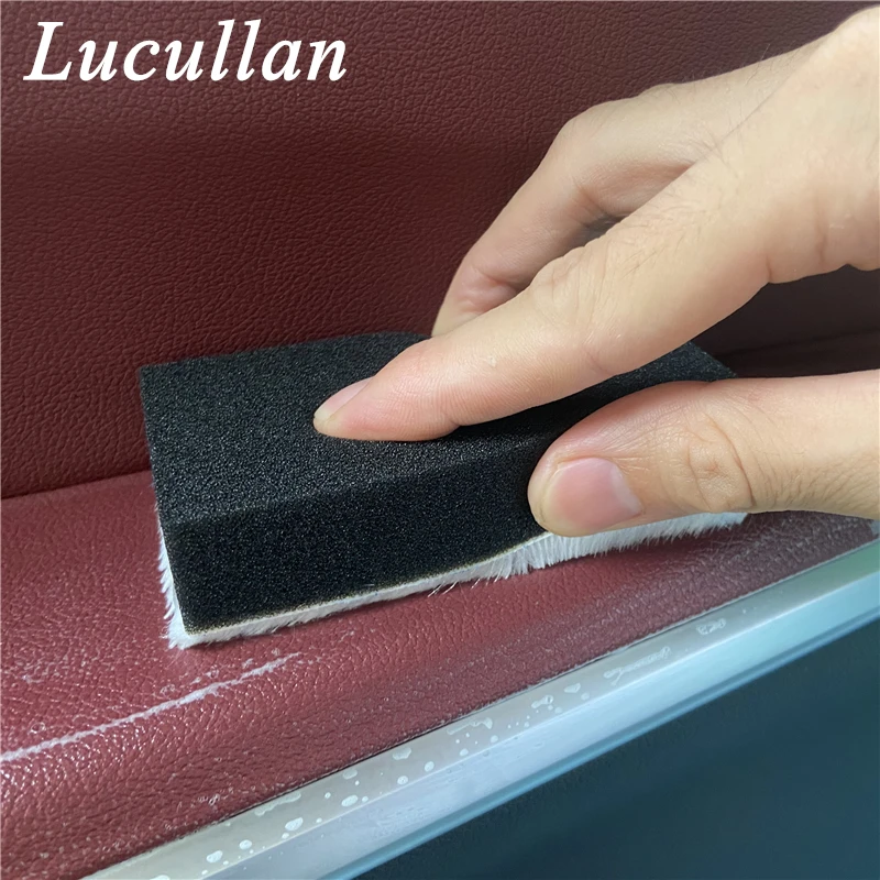 Lucullan-Tampon à récurer intérieur, fibres latérales blanches en forme de poils, éponge à récurer rugueuse à poignée noire