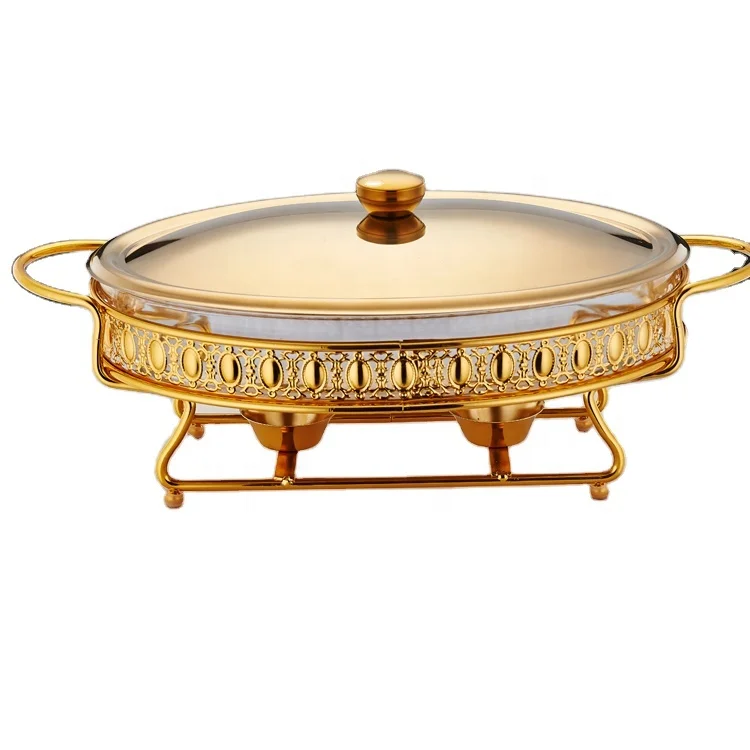 

Modern Stainless Steel Serving Dishes Rectangle Silver Golden Buffet Chafing Warmer with 3L Capacity Fuel Heating for Weddings