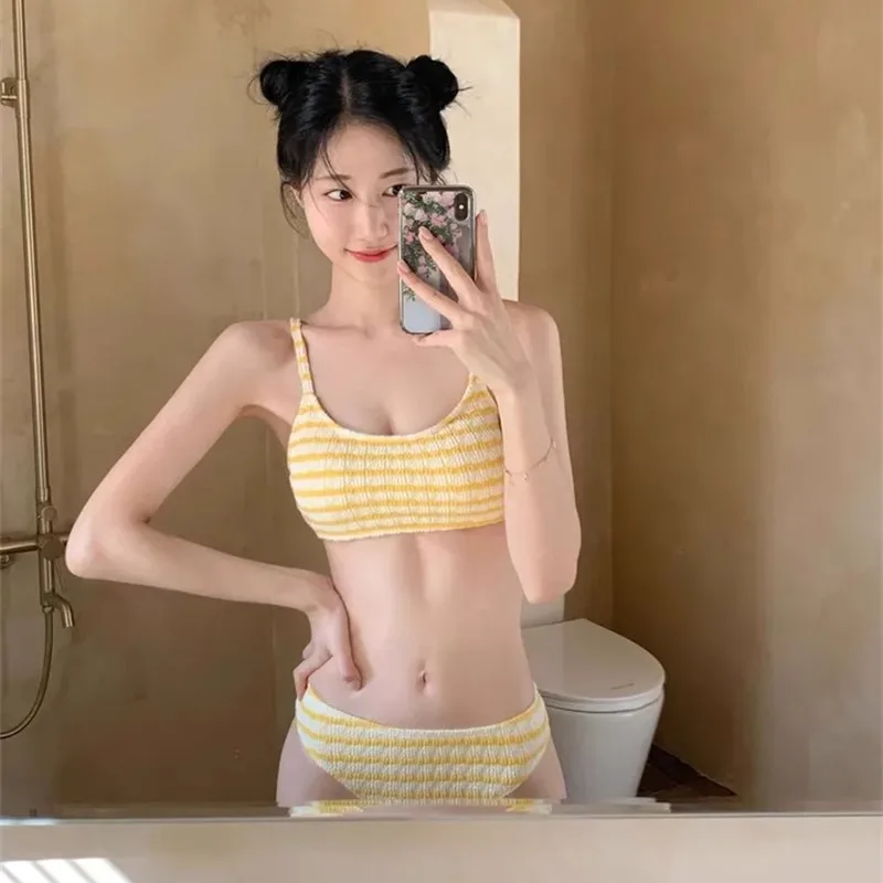 

Simple Sexy Bikini Swimsuit for Girls Beach Thermal Vaion Photoaphy Striped Cute Bikini Swimwear with Chest Pad No Steel...