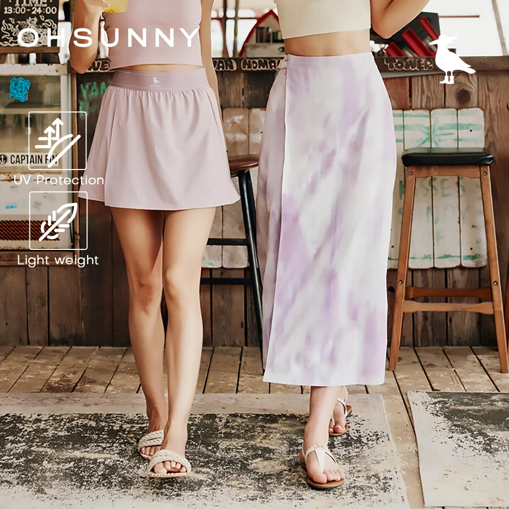 

Ohsunny Tie-dyed Skirts A- Line Tie up Skirt Outdoor Fashion Sun Protection Vacation Dress Maxi Skirt Beach Cover-Up UPF50+