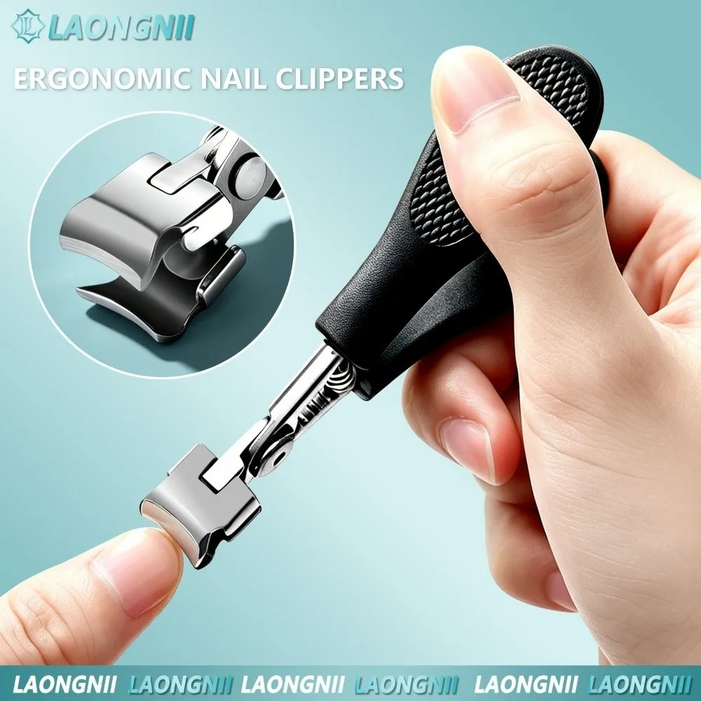 Large Nail Clipper Metal Spring Rebound Anti-Slip Toenail Clipper Stainless Steel Widened Opening Nail Cutter Household