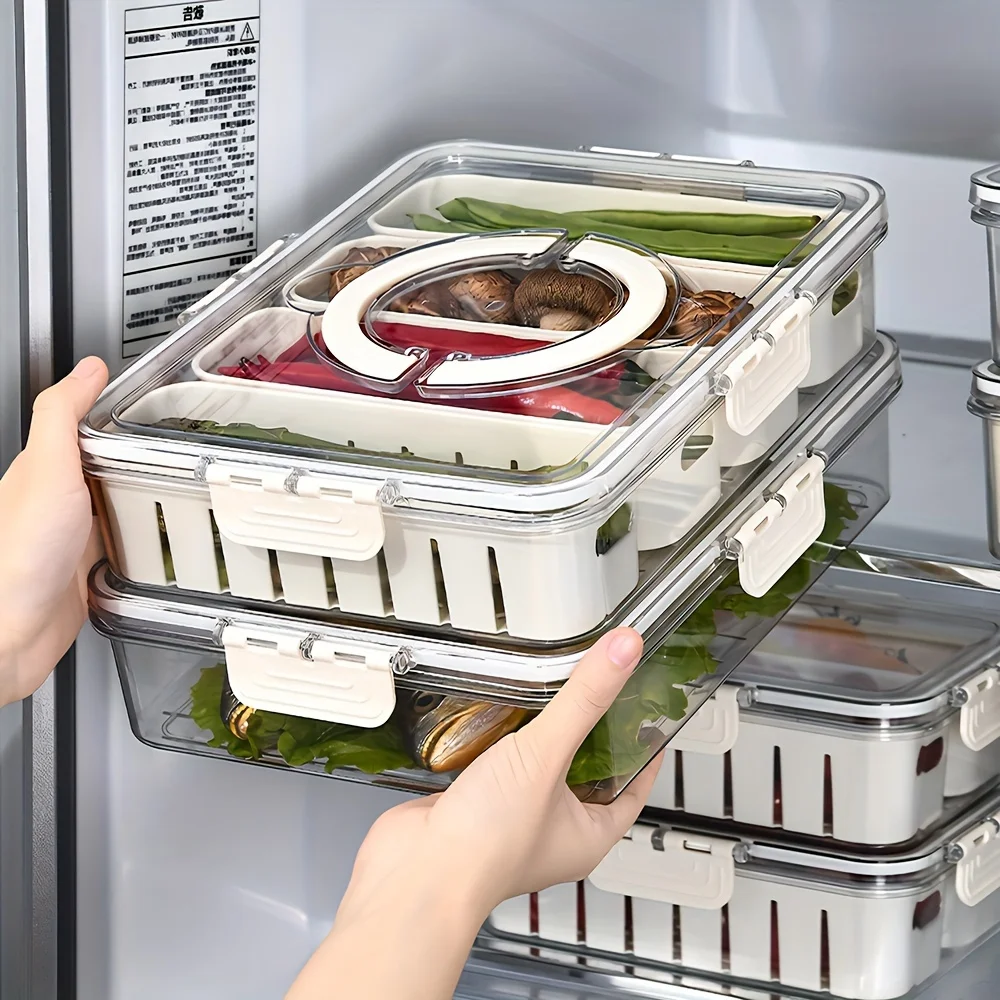 Bandeja de Lanches com Alça, Caixa Portátil para Petiscos, Bandeja para Servir Vegetais, para Viagens, Festas e Organização de Geladeira