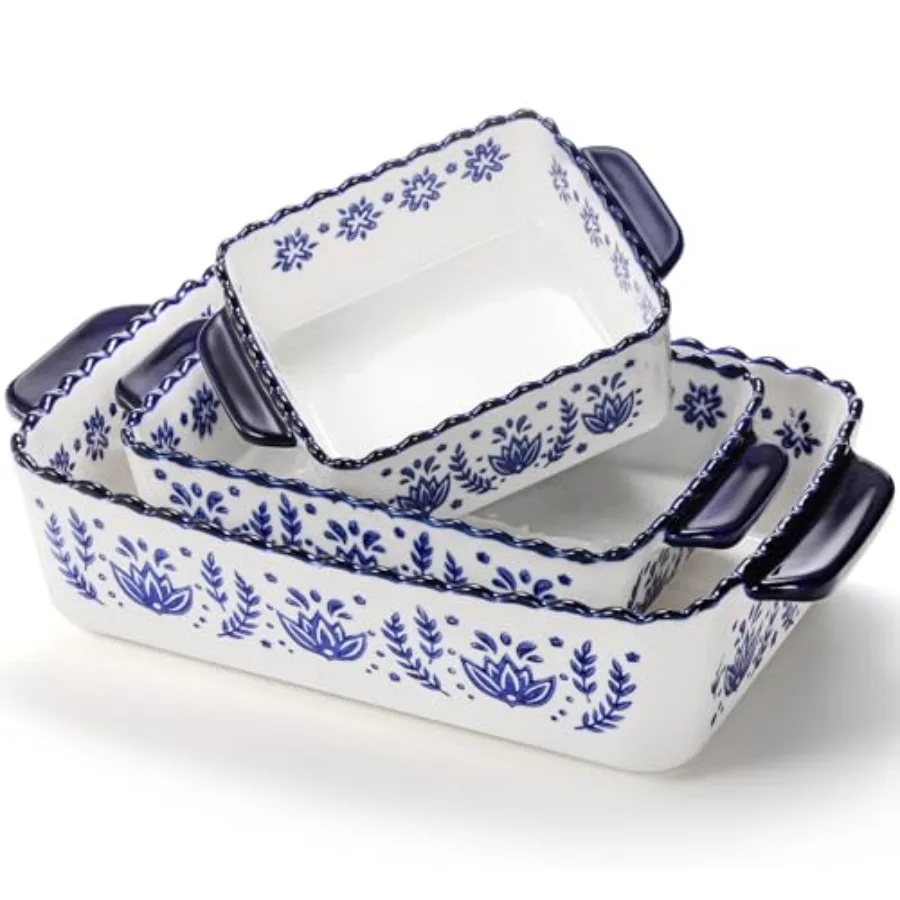 

3 Pack Porcelain akeware t Recular g Dises Lasagna Pan for Cooking Kitcen Casrole Dises Cake Dinner anquet and Daily U