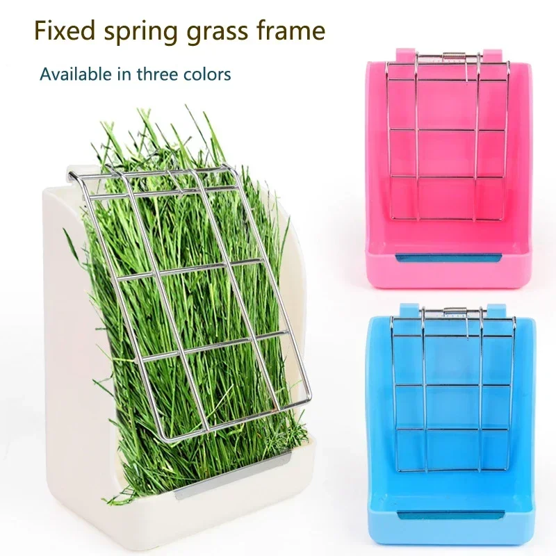 Rabbit Feeder Holder Hay Feeding Dispenser Container For Rabbit Guinea Pig Small Animals Hanging Cage Fixed Food Basin