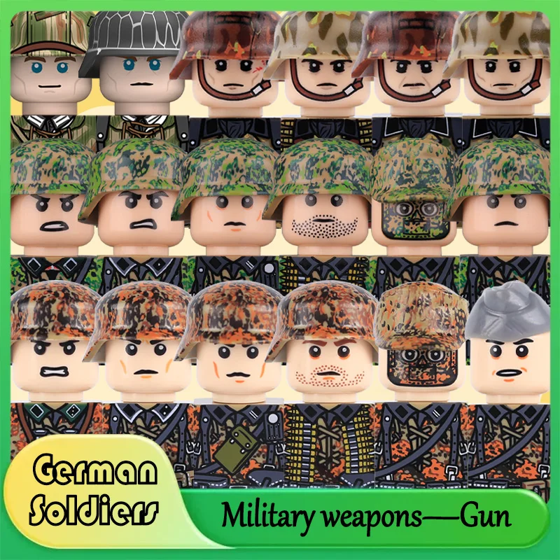 Kids Toy Military Army German Camouflage Soldier Figures Accessory Building Block Infantry Sniper Gun Helmet Arm DIY Bricks Gift