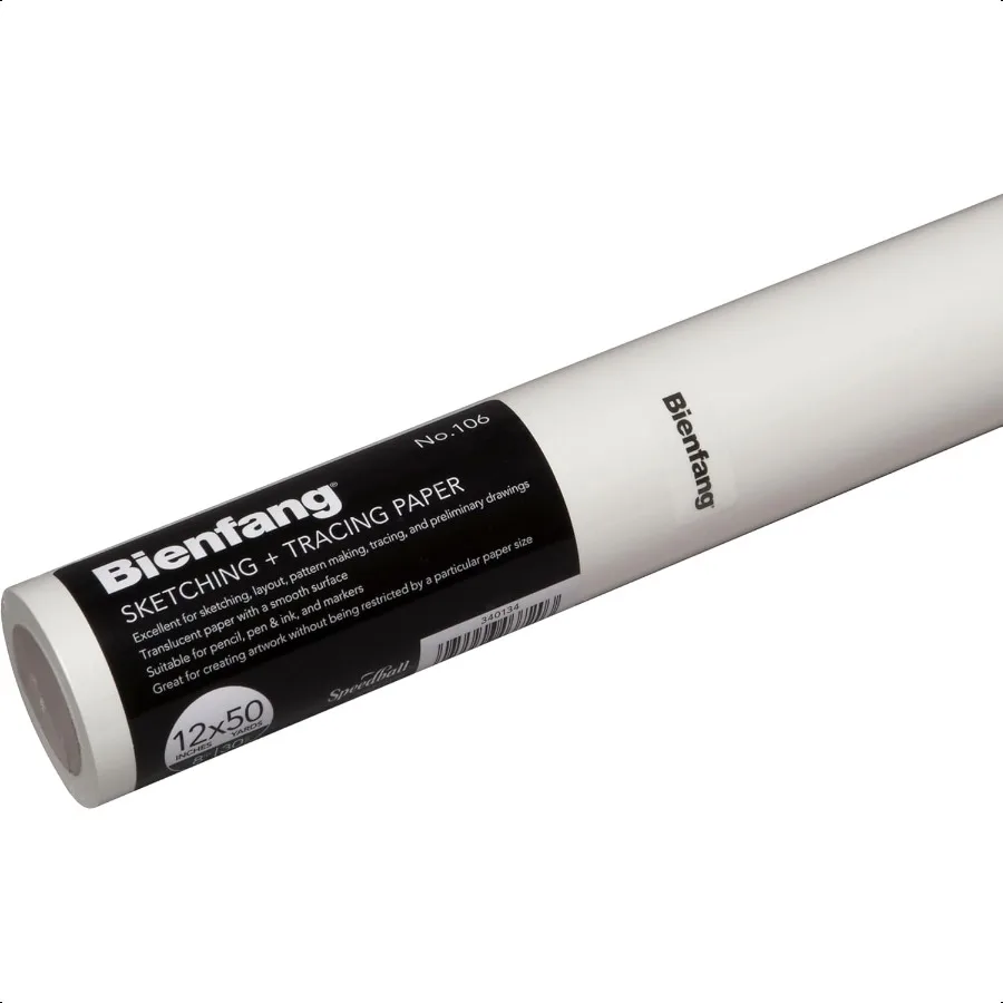 

Bienfang Sketching Tracing Paper Roll White 12 Inches x 50 Yards for Drawing Trace Sketch Sewing Pattern