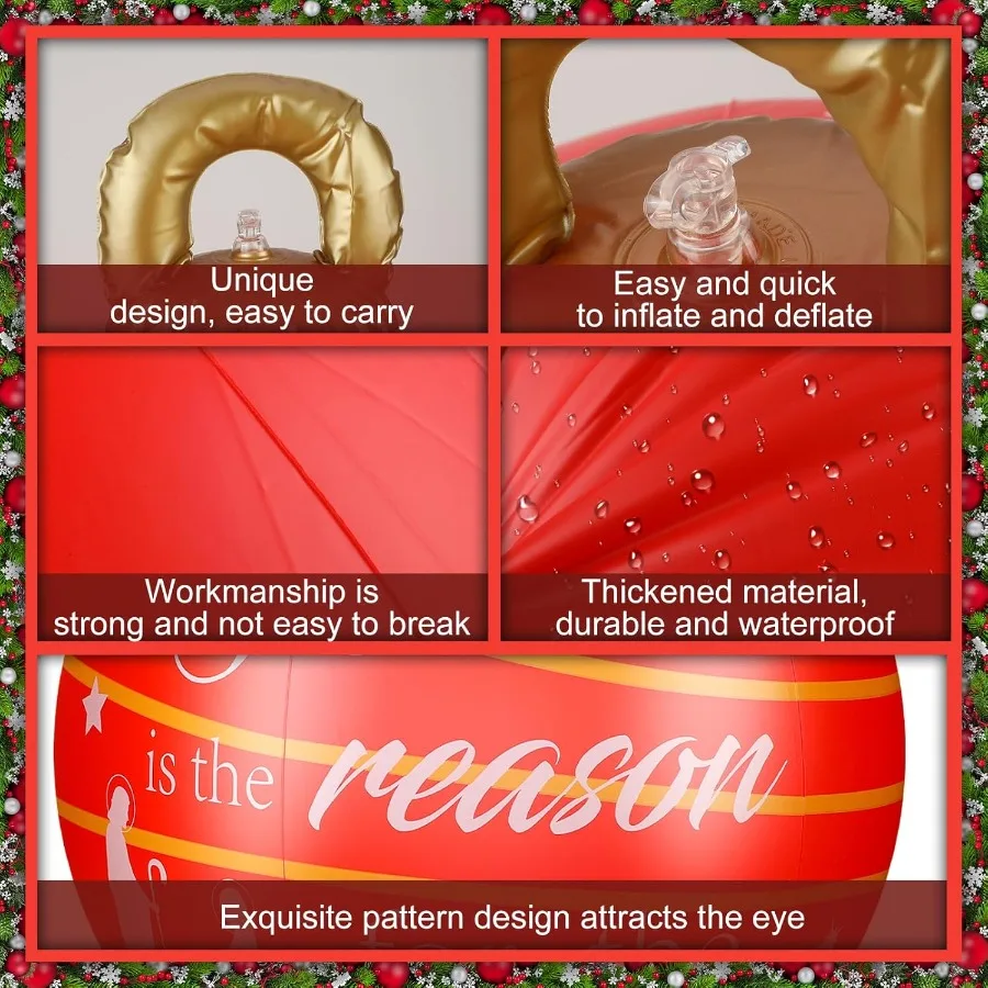2 قطع 32 بوصة العملاق البلاستيكية نفخ عيد الميلاد زينت الكرة الحلي للخارجية عطلة زينة كبيرة عيد الميلاد ضربة الكرة D