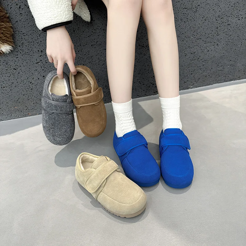 CICIYANG Women's Winter Flats Snow Boots Cow Suede 2024 New Mao Mao Cotton Shoes Retro Casual Anti-slip Booties Women