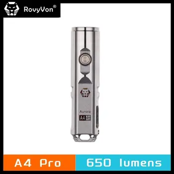 RovyVon 오로라 A4 프로 티타늄 키체인 손전등, 650 루멘 충전식 슈퍼 브라이트 EDC 토치, 가정용 야외 축제용