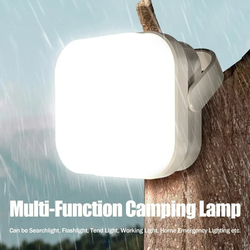 Portable Type-C Rechargeable LED Camping Lamp Hanging Multi-duty Emergency Working Light with SOS Mode Outdoor Home Use