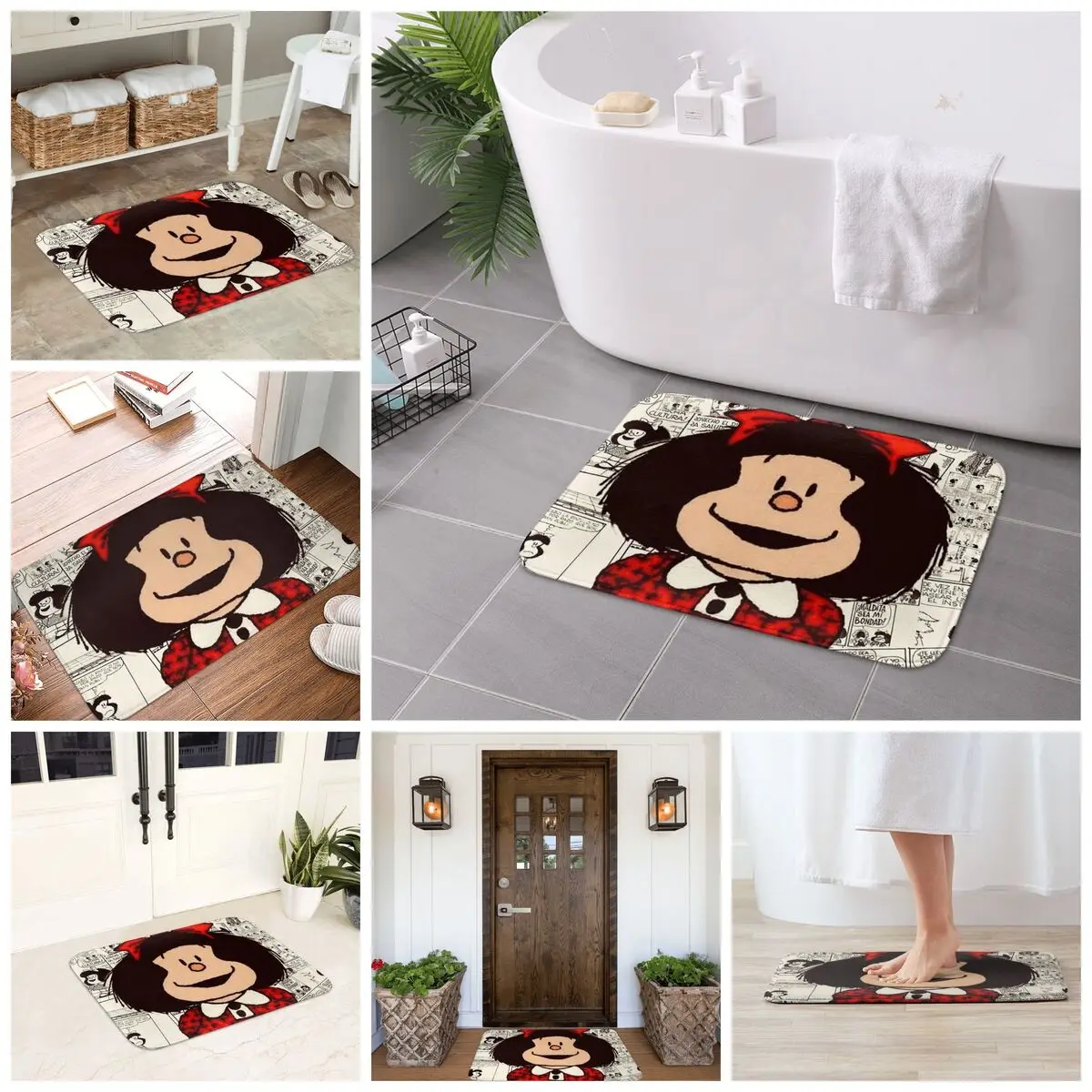 

Нескользящий коврик Mafalda Comic, напольный коврик, моющийся ковер, коврик для кухни, входа, дома, ванной комнаты, гостиной, коврики для ног