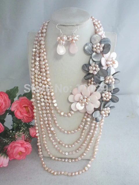 Beautiful Handmade Shell Flower Necklace fit Wedding Jewelry 20-30\