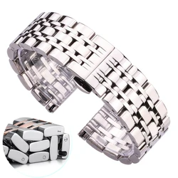 Polished Stainless Steel Watchband 18mm 20mm 22mm 24mm Men's Metal Watch Strap Bracelet Style Clock Accessories