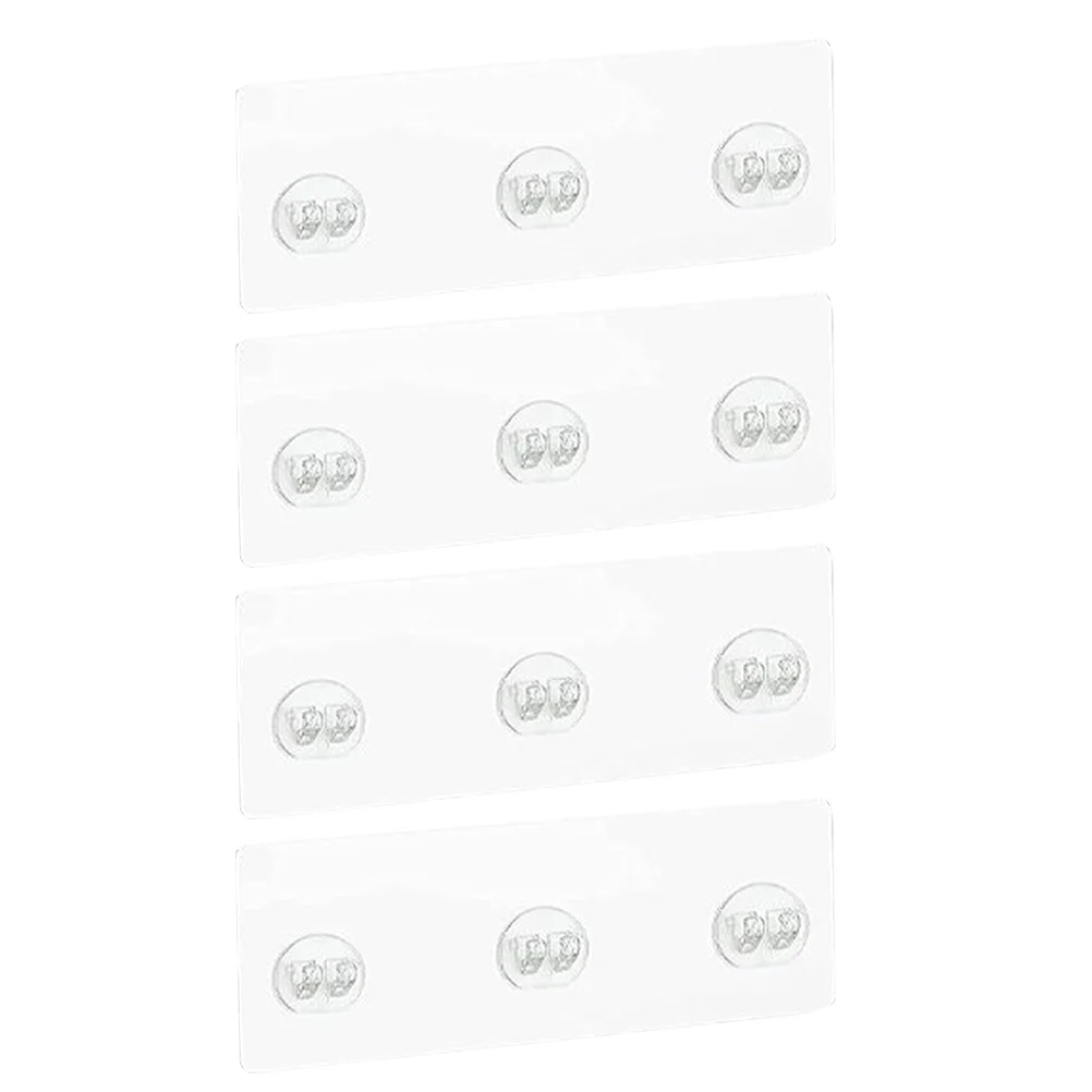 4 Pcs Transparent Traceless Adhesive Hooks No Hole Punch Shower Kitchen Wall Mount Storage Strips Multi functional Bathroom