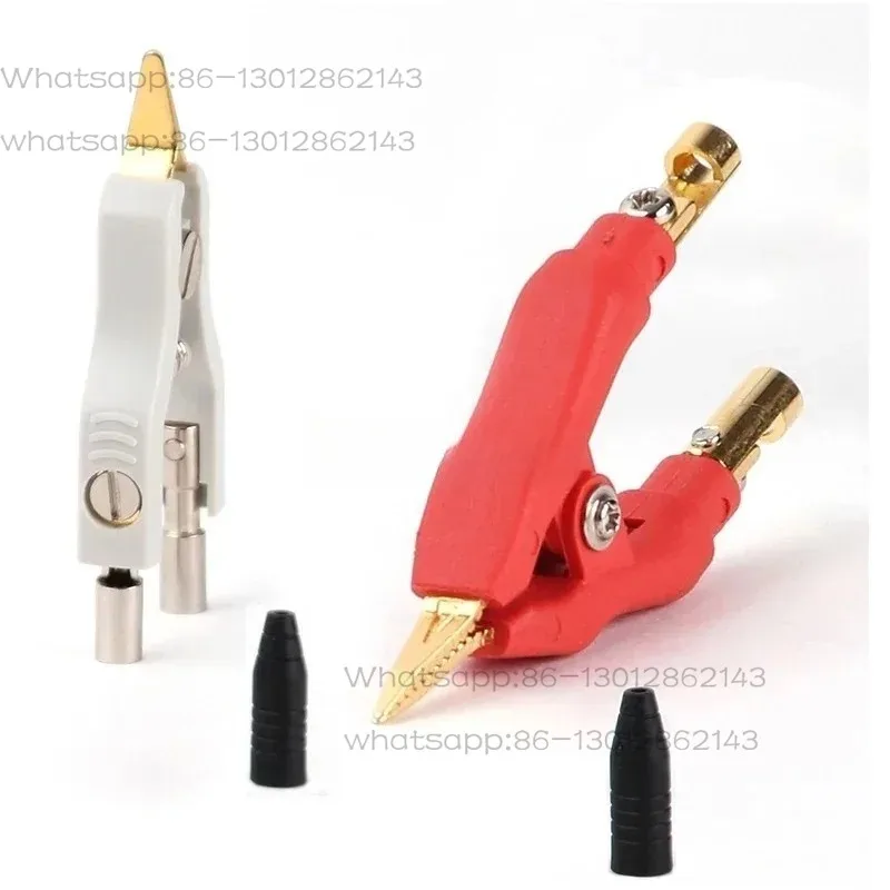 Pure Copper Gold-Plated Pointed Tip 4-Wire Test Clamp, Four Terminal Resistance Clip for ETA3105 Tester