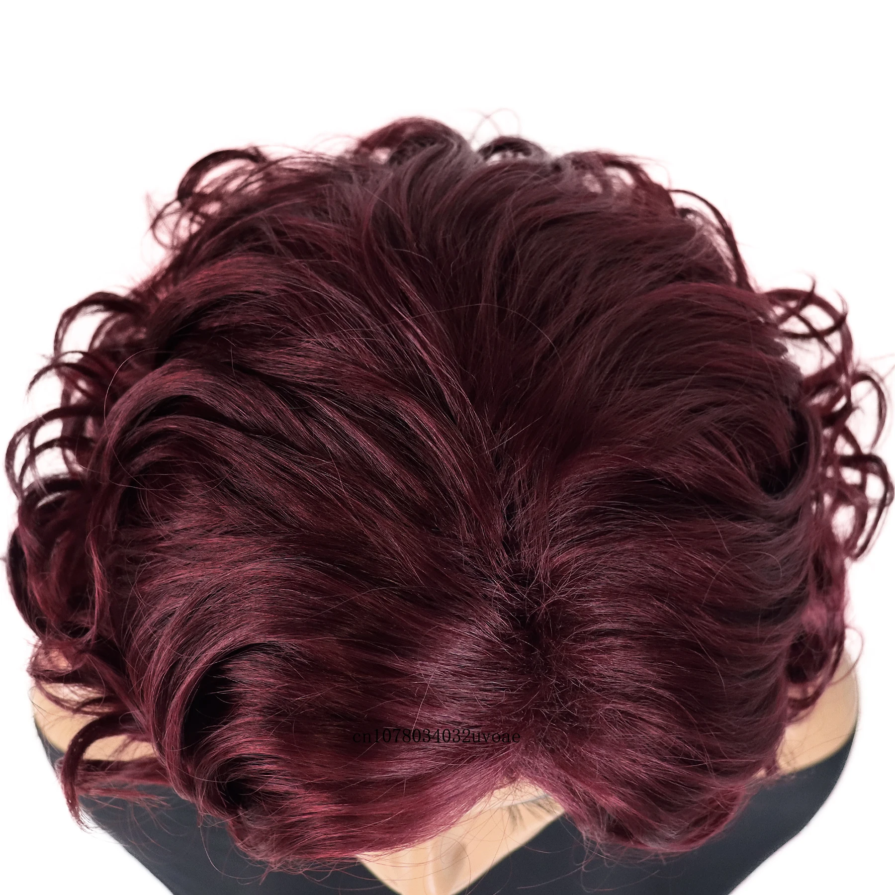 Ombre Red Wine Synthetic Wig Short Curly Bob Wig Burgundy for Woman Cosplay Costume Heat Resistant Wavy Daily Use Average Size