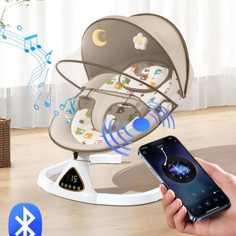 Baby Electric Rocking Chair Newborn Remote Control Electric Cradle Sleeping Rocker  Comfort Chair Crib Can Sit And Lie Down