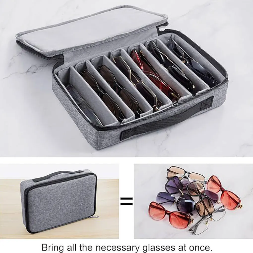 

Travel Sunglasses Organizer Case Adjustable Slot For Multiple Pairs Portable Eyeglasses Storage Box for Men Women