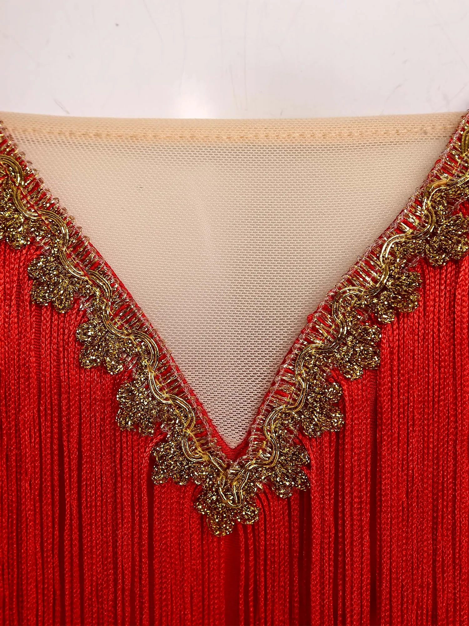 Women Lace-up Tassel Belly Dance Crop Top Vest Bellydance Halter Gold Trim Fringe Camisole Dance Sling Top for Stage Performance