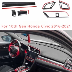 11pcs For 10th Gen Honda Civic 2016-2021 For Car Civic Decoration Air Conditioning Outlet and Panel Instrument Panel ABS