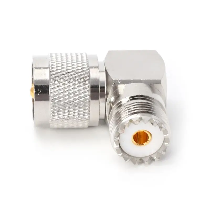 F42D UHF PL259 Male Plug To SO239 Female 90 Degree RF Adapter Connec