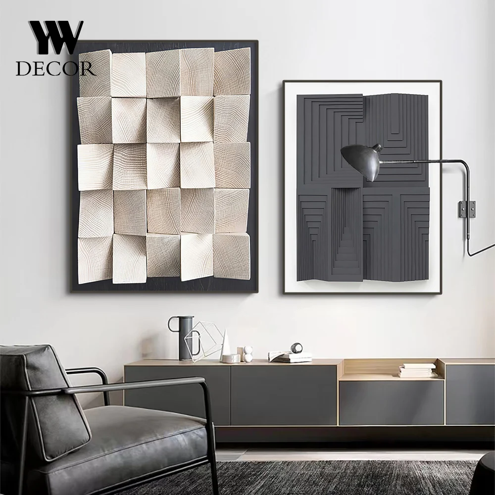 Nordic Style Geometry Origami Grey Black Color Print Canvas Paintings Wall Art Pictures For Living Room Decor