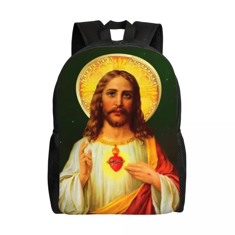 Customized Sacred Heart Of Jesus Catholic Laptop Backpack  Casual Bookbag for College School Students Christian Faith Bag