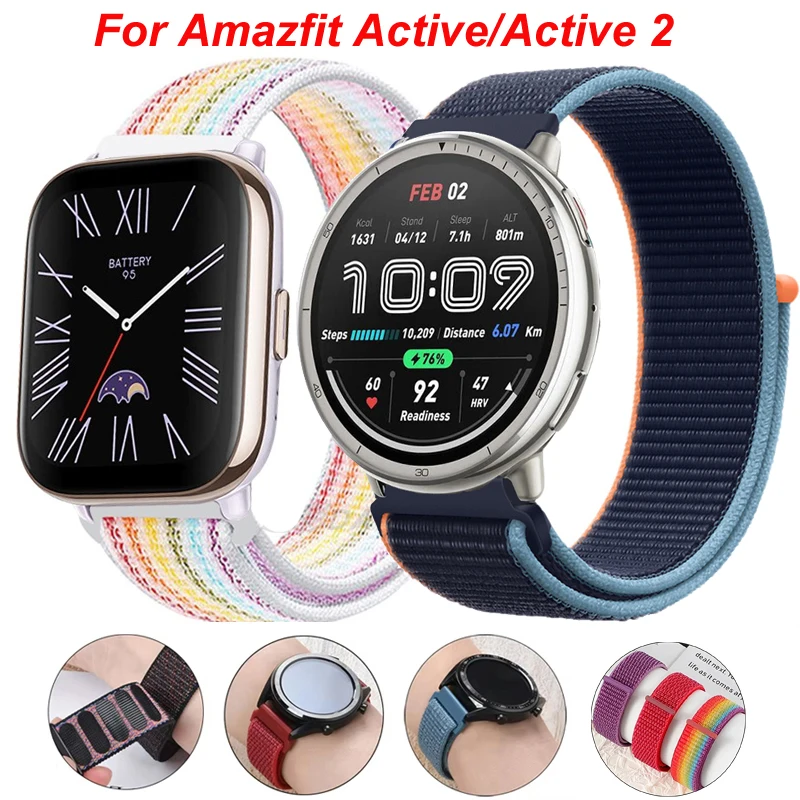 22mm 20mm Nylon Loop For Amazfit Active/Active 2 Watchband Strap For Amazfit NEO GTR 42 47mm Band Bip 5 3 3 Pro/Cheetah Square