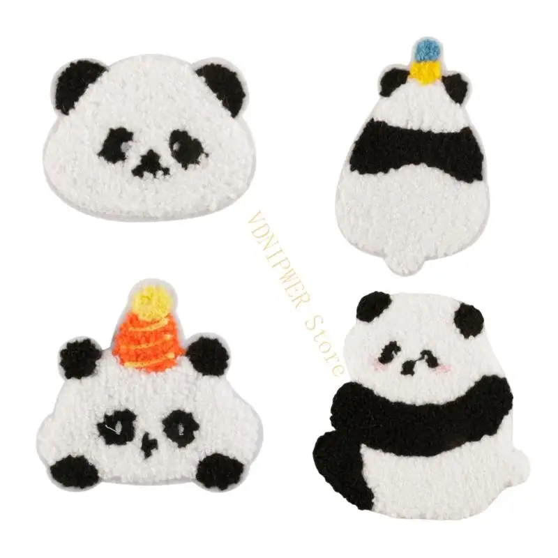 4PCS Stickerei Panda Themen -Stoffflecken Nähversorgung für Taschen Hüte und Rucksack D08E