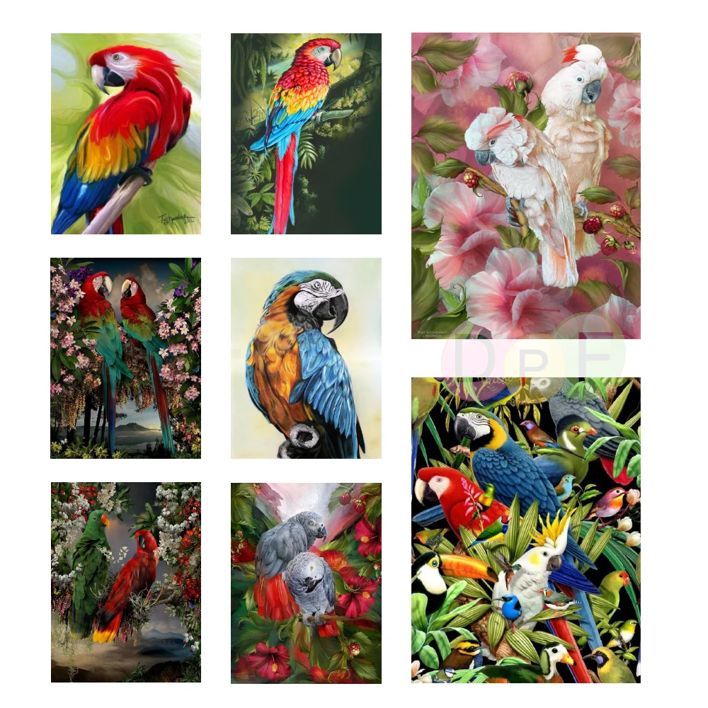 

DPF 100% Full Fairy Dust Drill Crystal AB Diamond Painting Parrot Embroidery Art Home Decor Crafts Gift