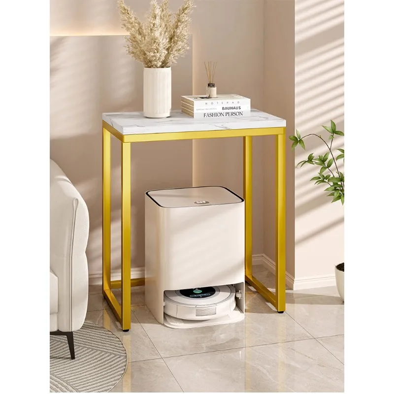 Sweeping robot shelf living room simple sofa several fish tank racks drinking fountains square table storage rack home.