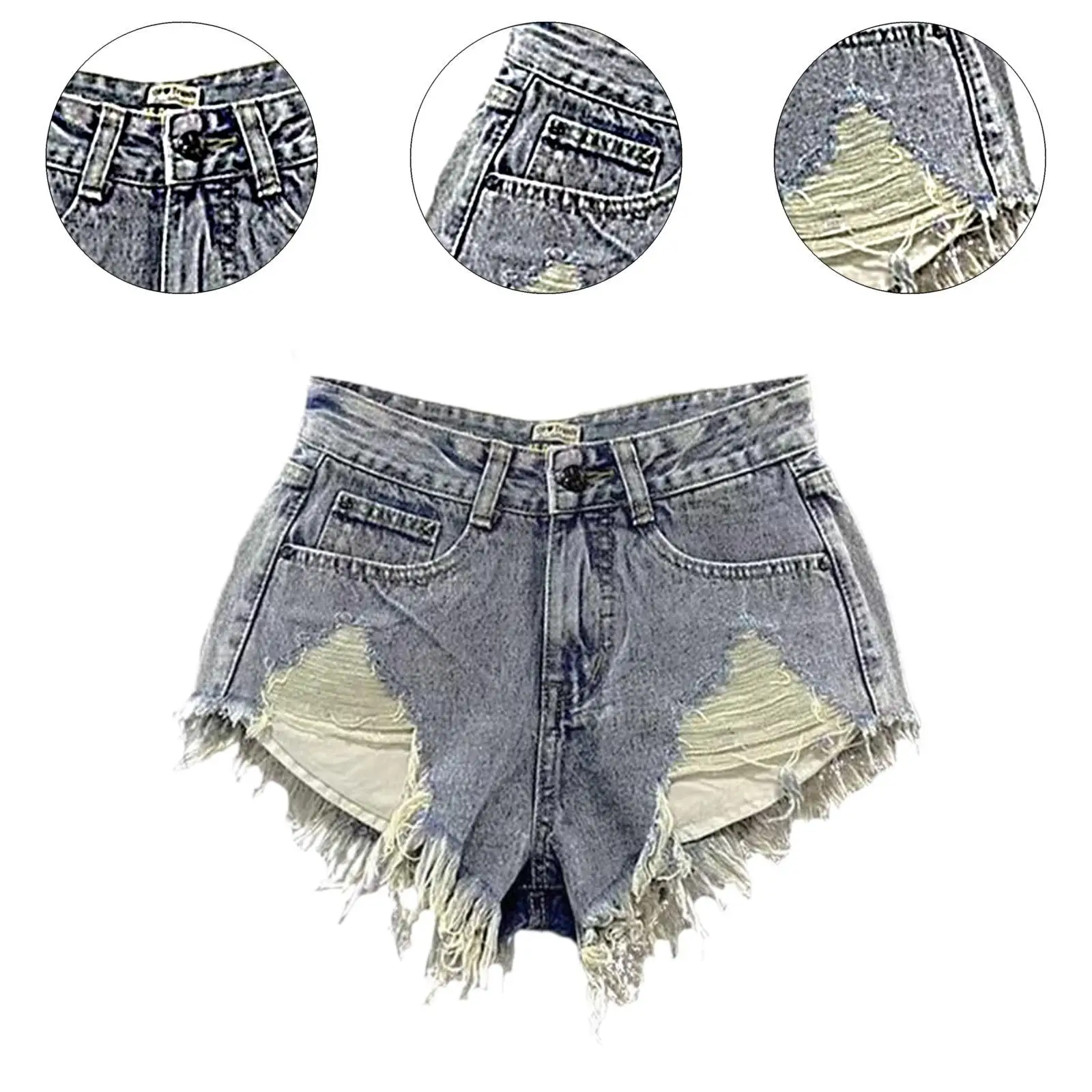 Leve Bainha Desfiada para Compras e Viagens, Shorts Jean Stretchy, Acessórios