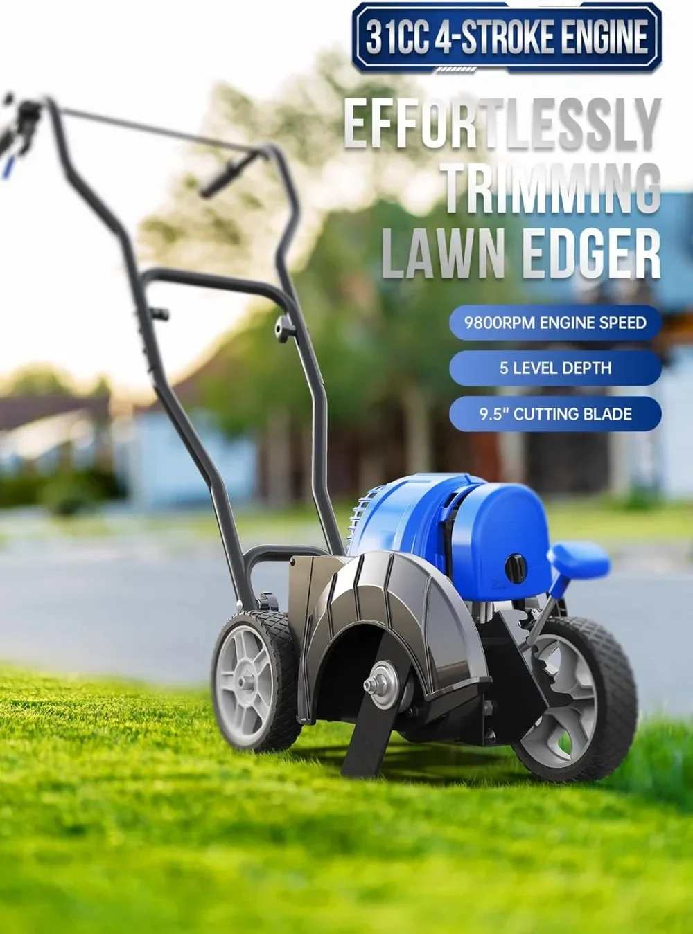 Sidewalk Edger Lawn Tool Gas 31cc, The Handle Is Ergonomic and Comfortable To Use,Blue,Suitable for Courtyard Garden