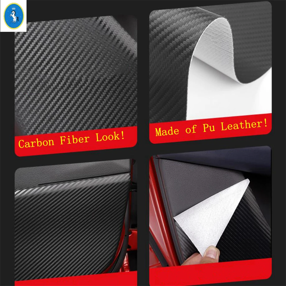 Fit For Mazda CX-30 2020 - 2024 Carbon Fiber Auto Accessories Inner Door Anti-Kick Protective Pad Sticker Protection Pu Leather