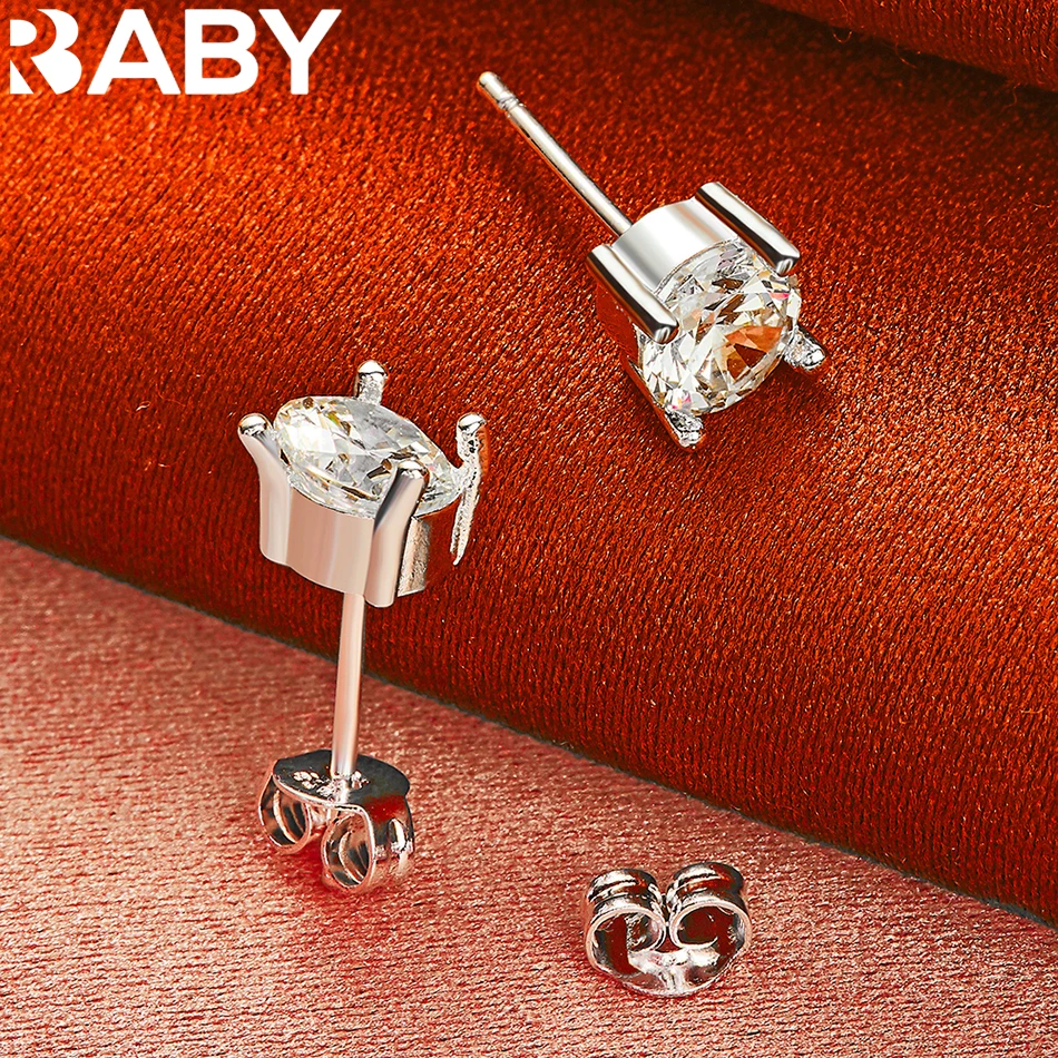 

URBABY 925 Sterling Silver Zircon Stud Earrings For Women Fashion Jewelry Simple Elegant Party Wedding Accessories