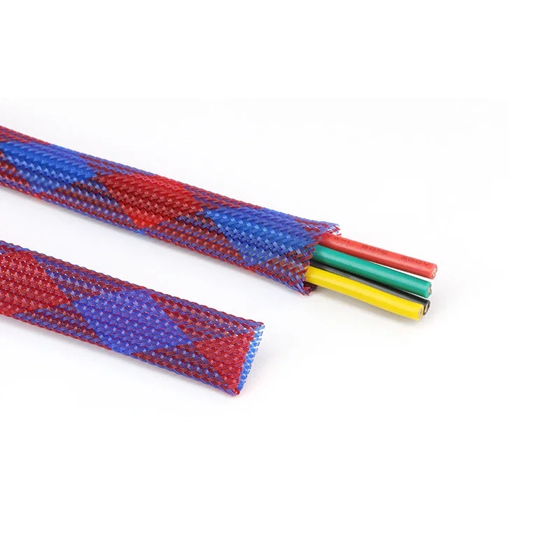 Blue Red 2mm - 20mm PET Insulation Expandable Braided Sleeve High Density Wire Wrap Cover Nylon Sheath Protection Cable Sleeving
