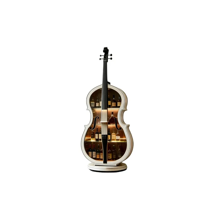 Chinese cello-shaped wine cabinet, floor-to-ceiling decorative cabinet in the living room