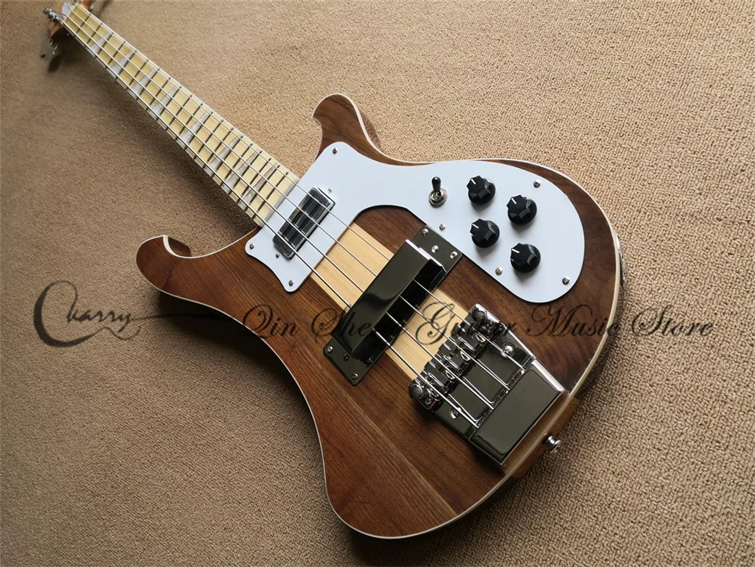 4003 electric bass guitar, maple through walnut body, maple fretboard white shell inlay, chrome buttons, fixed bridge