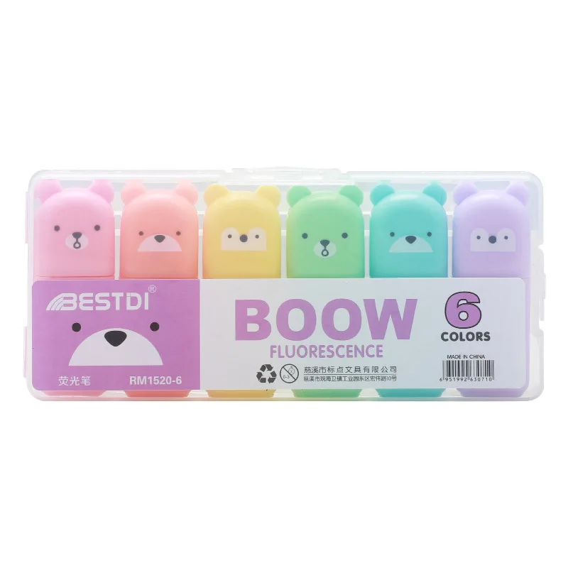 6 Color Punctuation Mini Fluorescent Pen Set Eye Protection Macaron Fluorescent Stroke Special Marking Highlighter  Permanent