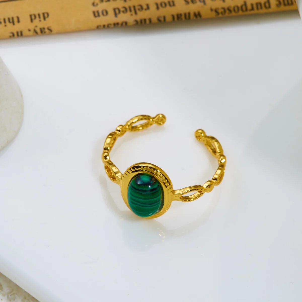 Retro-Ringe mit unregelmäßigem Lava- und Tigerauge-Stein für Damen und Herren, Edelstahl, geometrische Textur, Fingerring, ästhetischer Schmuck – Detail 33