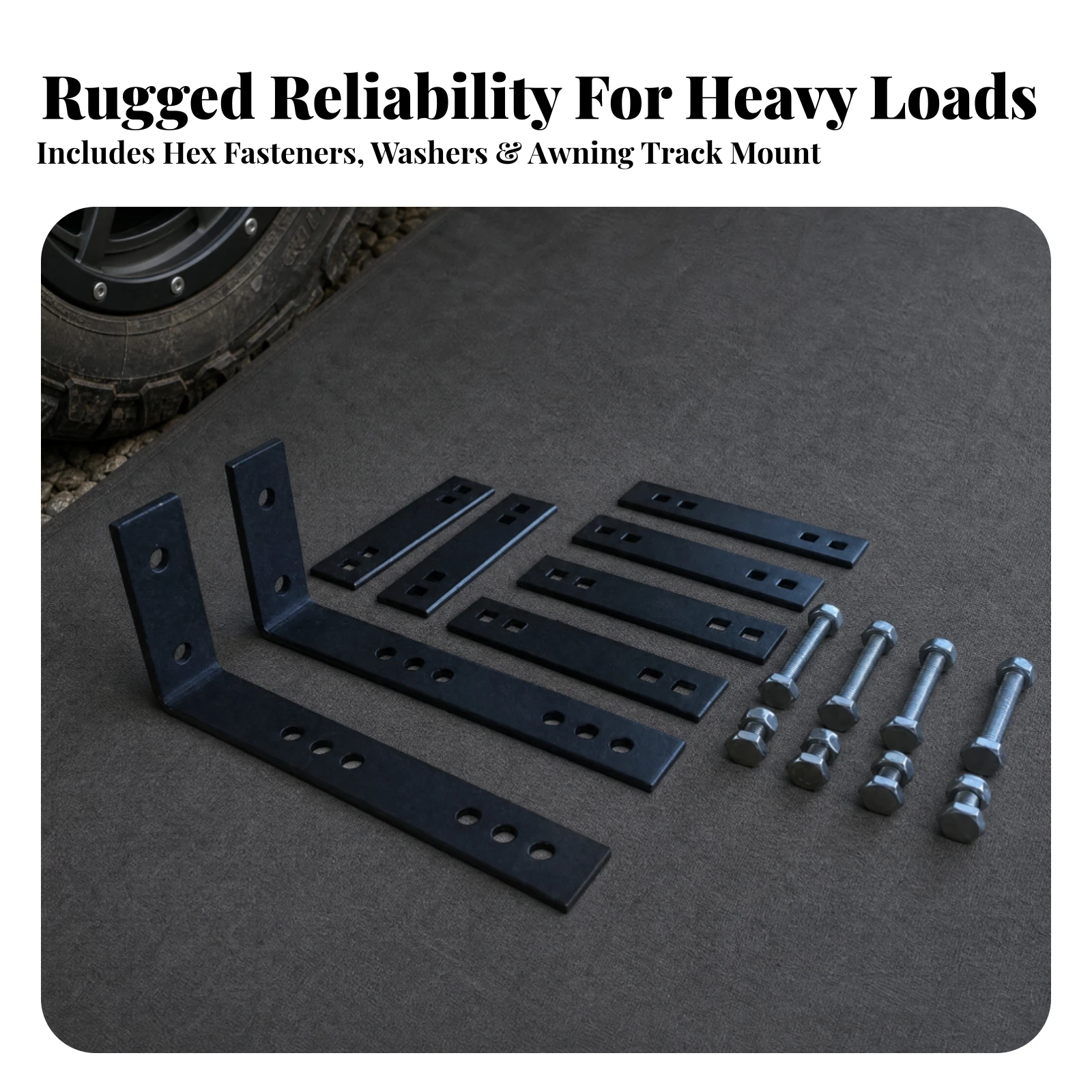 Vehicle Side Awning Mounting Hardware Kit Strong Bolt-on with Brackets and Plates for SUV Roof Top Tent Camping Zippered Awning