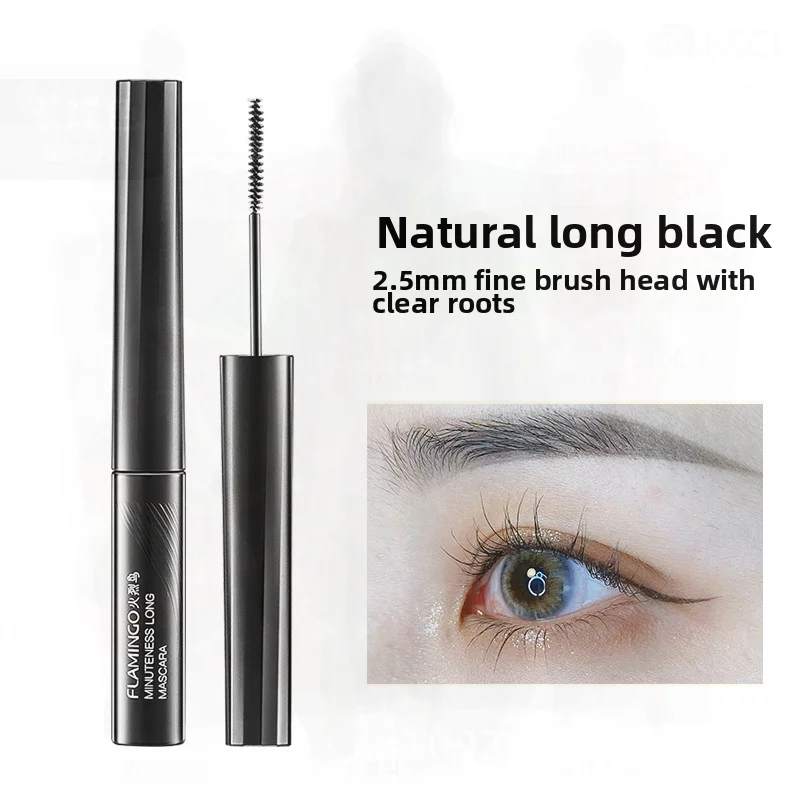 Flamingo feminino cabeça de escova fina rímel impermeável anti-manchas fino longo onda grosso natural olhar maquiagem duradoura