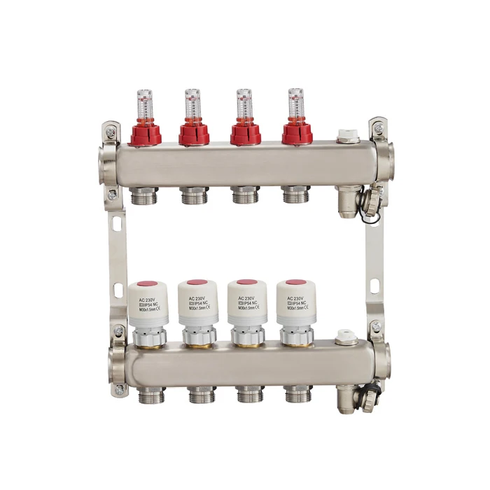 

HVAC Floor Heating Stainless Steel Manifold Modern Manifold Steel Water Distributor Collector With Flow Meter BJ35005