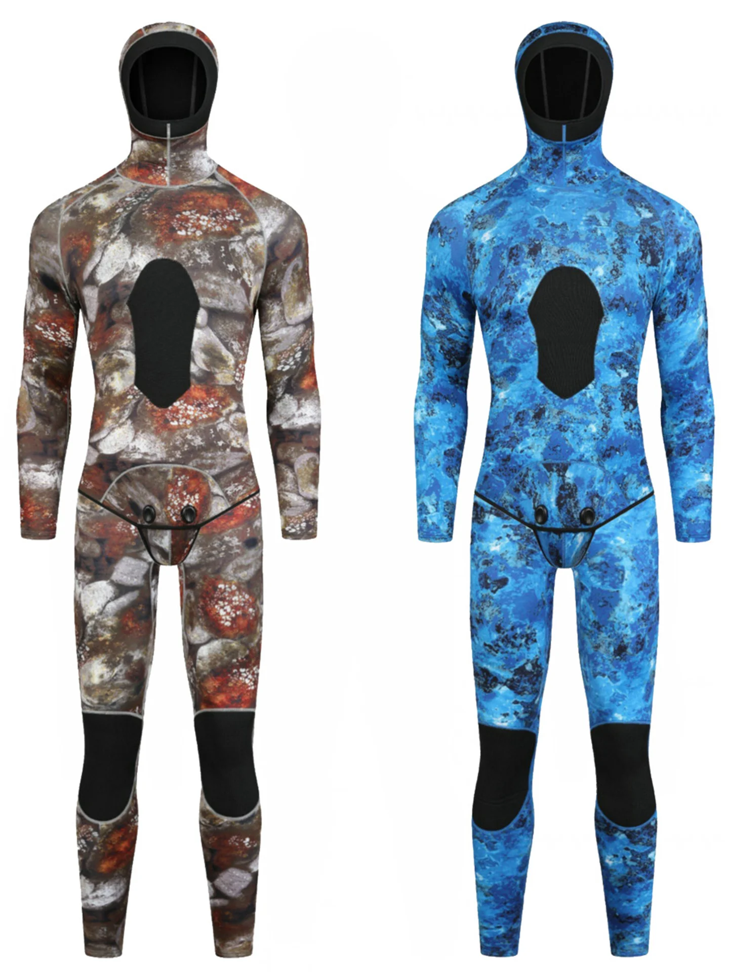 3mm Neoprene Camouflage Wetsuit Scuba Spearfishing Men Hooded Diving Suit 2 Pieces Set Winter Deepwater Thermal Swimsuit